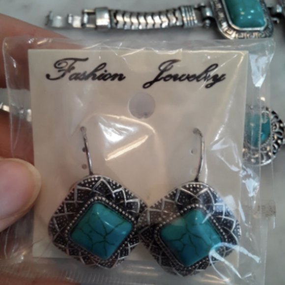 Turquoise jewelry earrings & bracelets set lot NWT - Picture 4 of 9